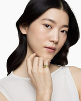 Cable Collectibles® Evil Eye Pinky Ring in 18K Yellow Gold with Pavé Sapphires and Diamonds, 9.7mm